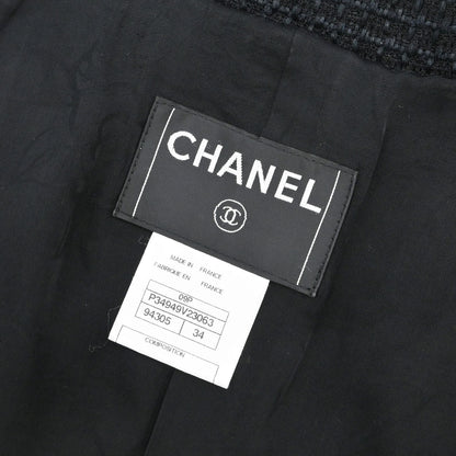 Chanel 2009 Double Breasted Tweed Jacket Black Navy