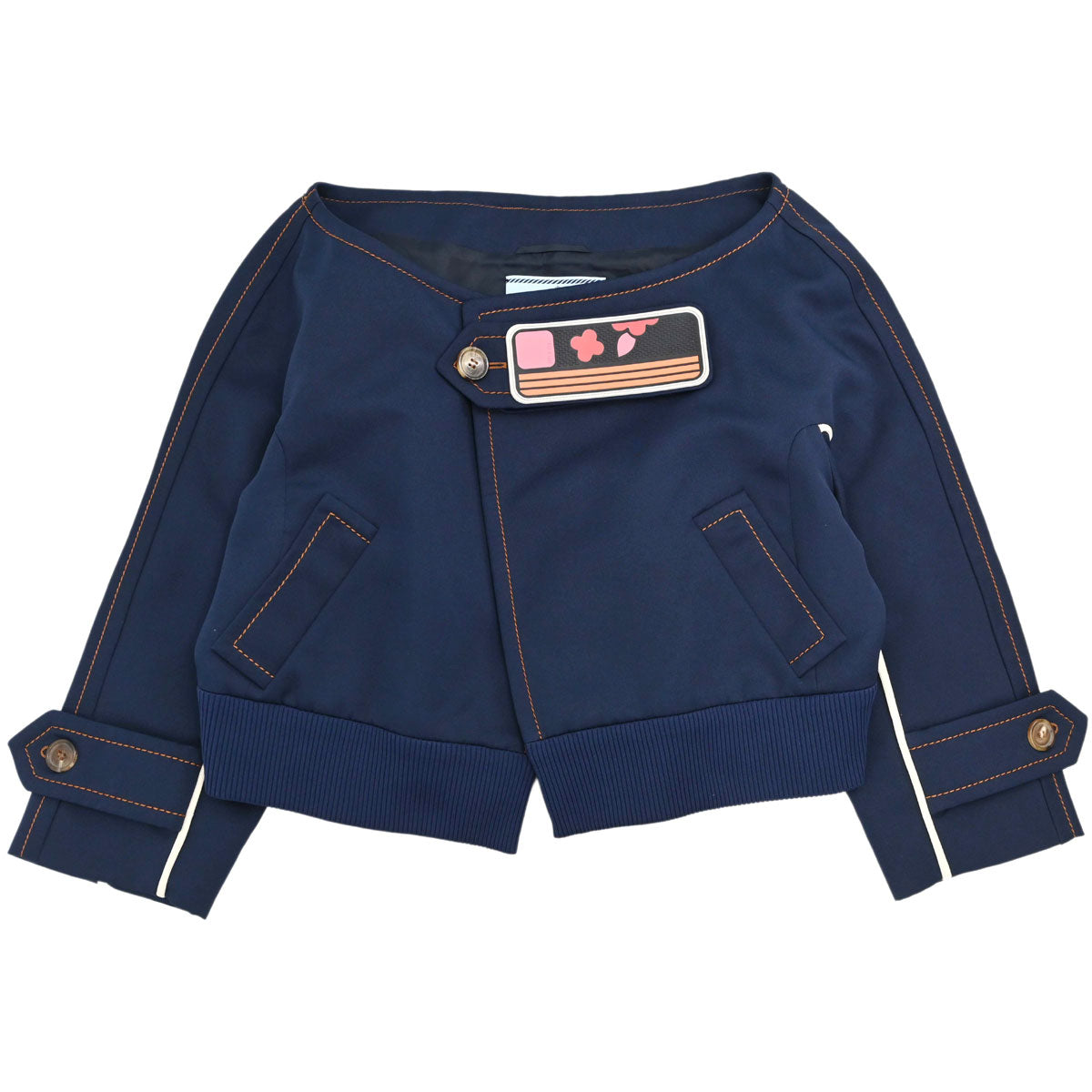 Prada 2016 Collarless Cropped Jacket Navy #42