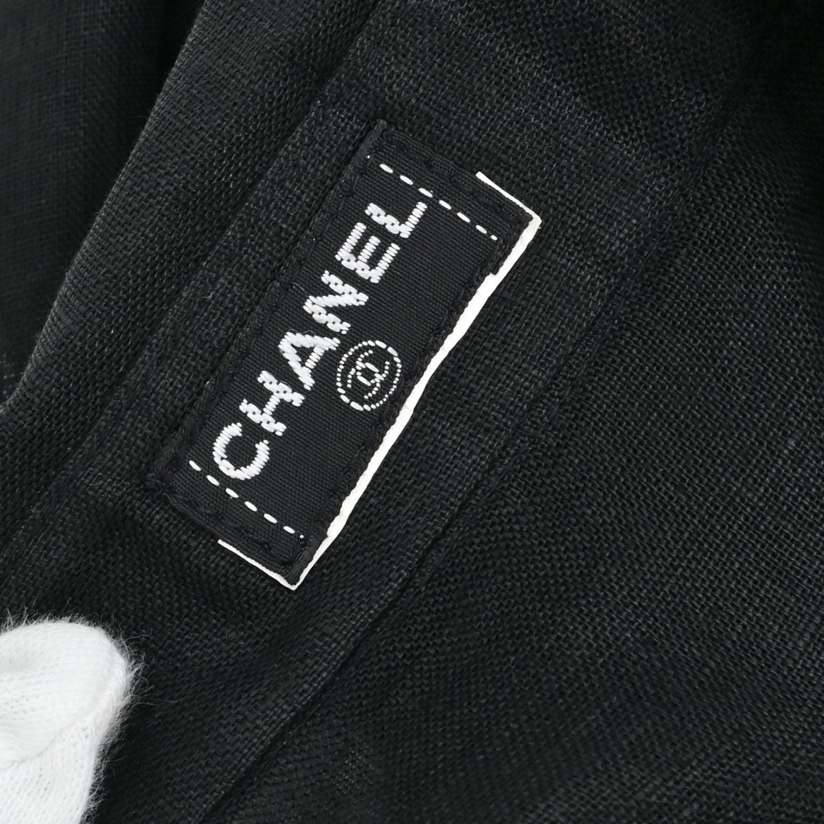 Chanel Short Sleeve Sheer Blouse Shirt Linen Black