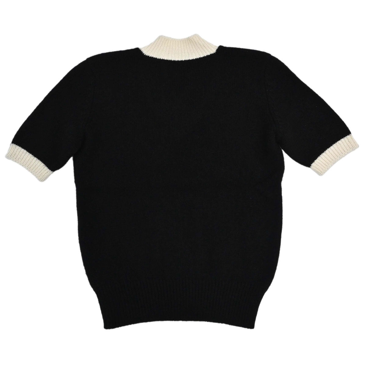 Chanel 1996 Short Sleeve Sweater Knit Top Black #40