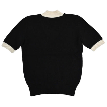 Chanel 1996 Short Sleeve Sweater Knit Top Black #40