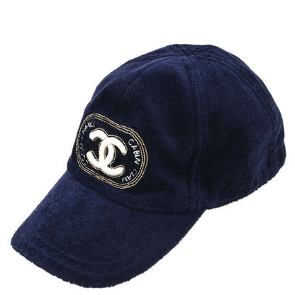 Chanel Cotton Navy #M Cap Hat Small Good