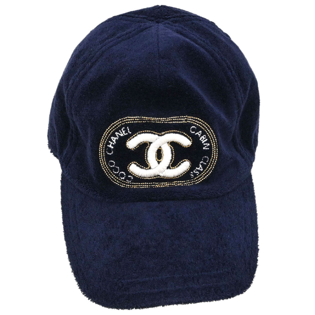 Chanel Cotton Navy #M Cap Hat Small Good