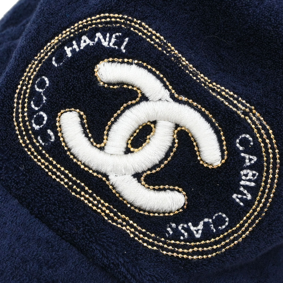 Chanel Cotton Navy #M Cap Hat Small Good