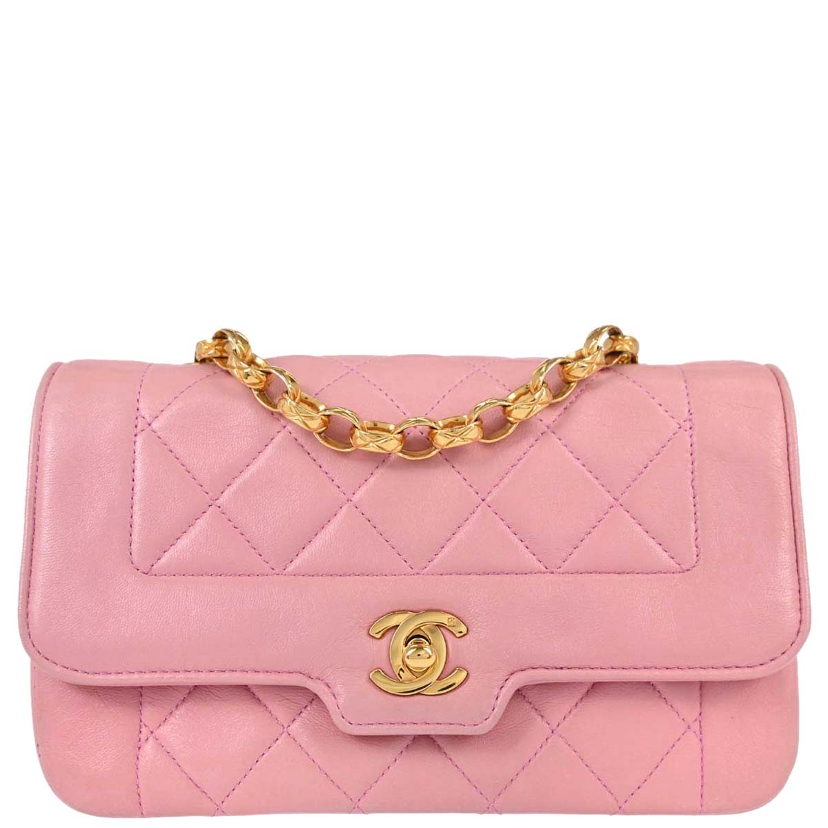 Chanel 1989-1991 Pink Lambskin Shoulder Bag