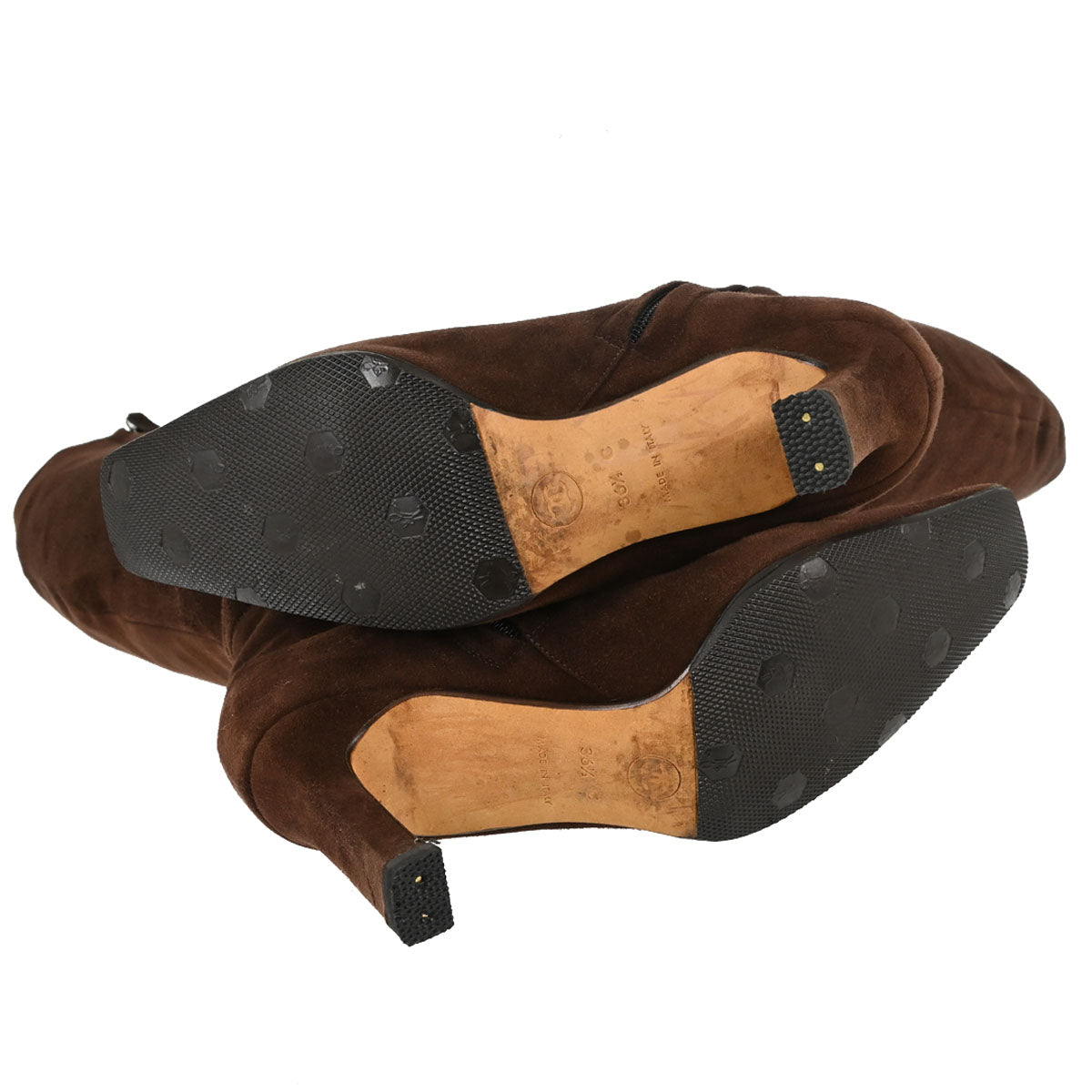 Chanel * Brown Suede Long Boots Shoes #36 1/2