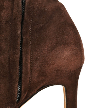 Chanel * Brown Suede Long Boots Shoes #36 1/2