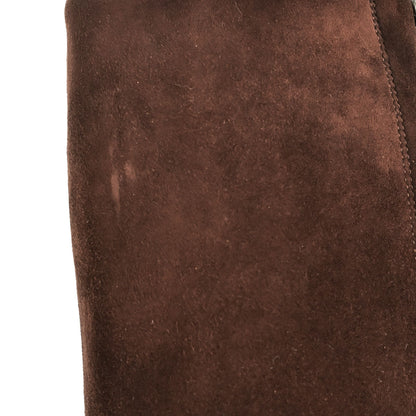 Chanel * Brown Suede Long Boots Shoes #36 1/2