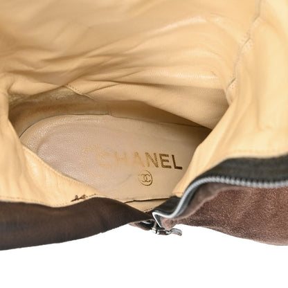 Chanel * Brown Suede Long Boots Shoes #36 1/2