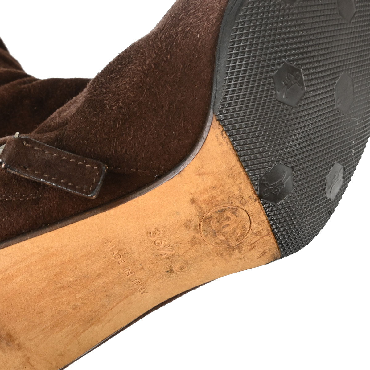 Chanel * Brown Suede Long Boots Shoes #36 1/2