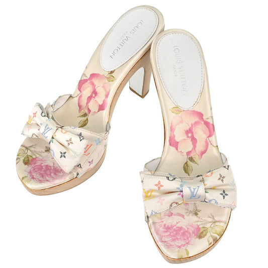 Louis Vuitton * White Monogram Multicolor Mules Shoes #37