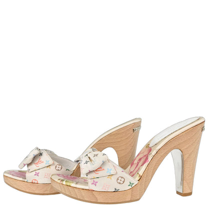 Louis Vuitton * White Monogram Multicolor Mules Shoes #37