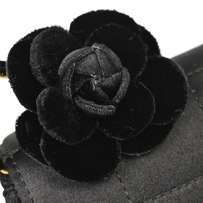 Chanel 2000-2002 Black Satin Camellia Choco Bar Shoulder Bag