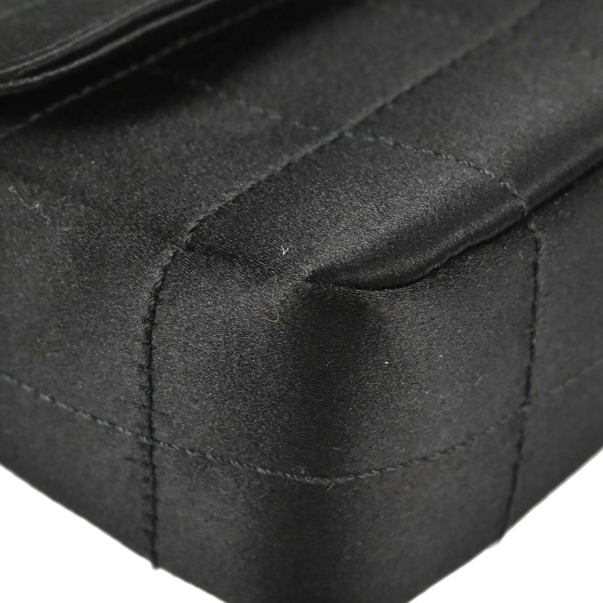 Chanel 2000-2002 Black Satin Camellia Choco Bar Shoulder Bag