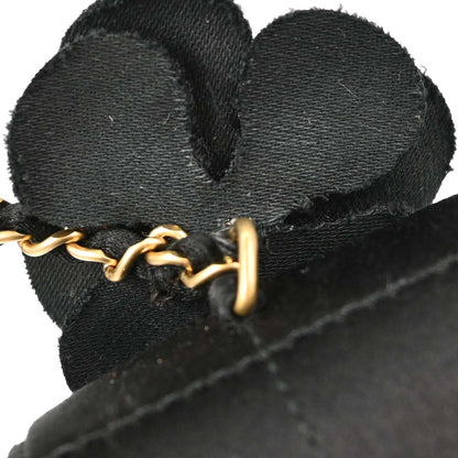 Chanel 2000-2002 Black Satin Camellia Choco Bar Shoulder Bag