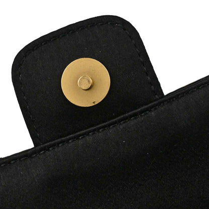 Chanel 2000-2002 Black Satin Camellia Choco Bar Shoulder Bag