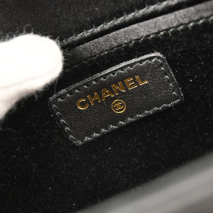 Chanel 2000-2002 Black Satin Camellia Choco Bar Shoulder Bag