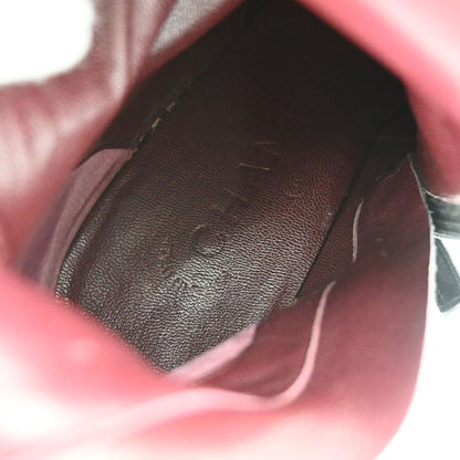 Chanel * Brown Leather Long Boots Shoes #37 1/2