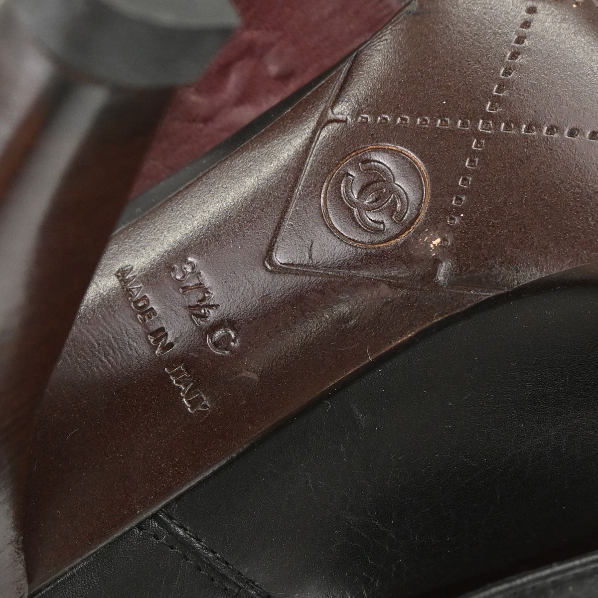 Chanel * Brown Leather Long Boots Shoes #37 1/2