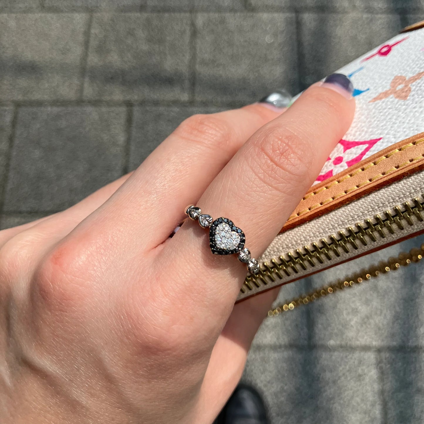 Ring 18KWG Black Diamond Silver #55