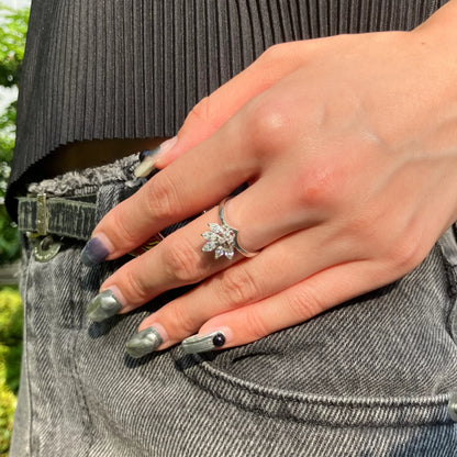 Ring PT900 Diamond Silver #55 #15