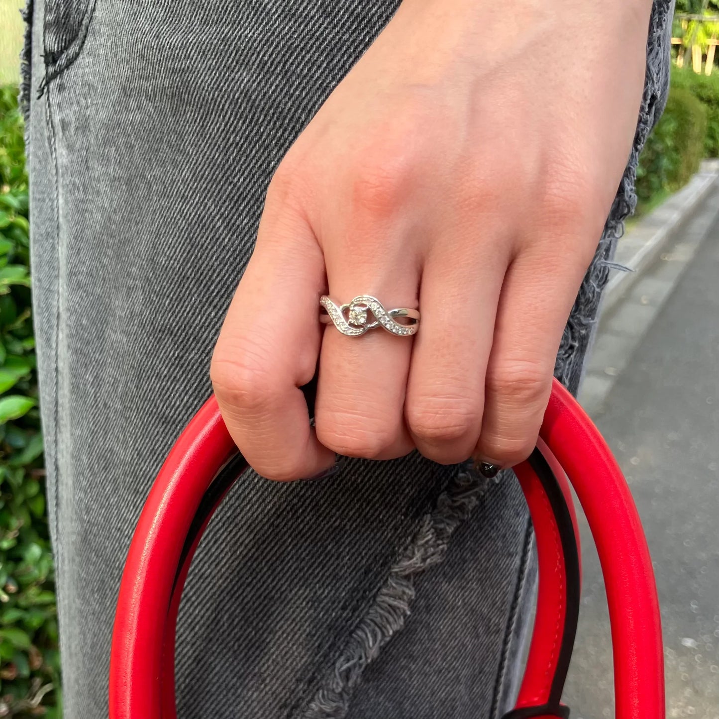 Ring PT900 Diamond Silver #53 #13