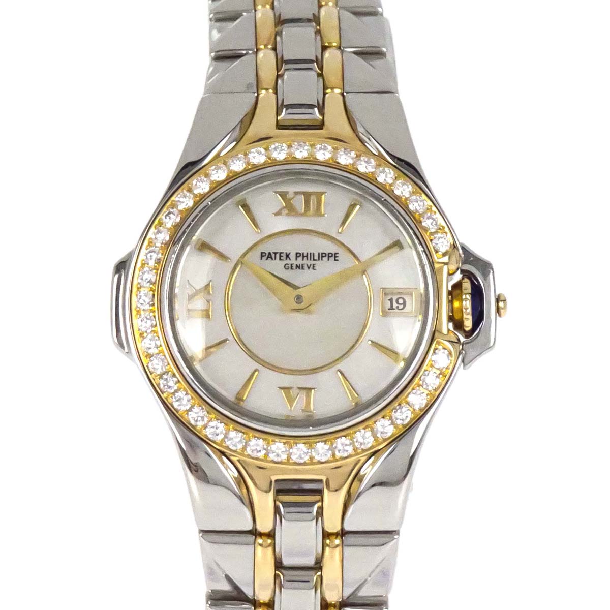 Patek Philippe Sculpture 26mm Ref.4891/1 Quartz Watch 18KYG SS Diamond