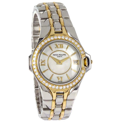 Patek Philippe Sculpture 26mm Ref.4891/1 Quartz Watch 18KYG SS Diamond