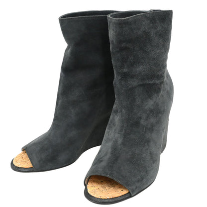 Chanel * Short Boots Gray Shoes #37 1/2