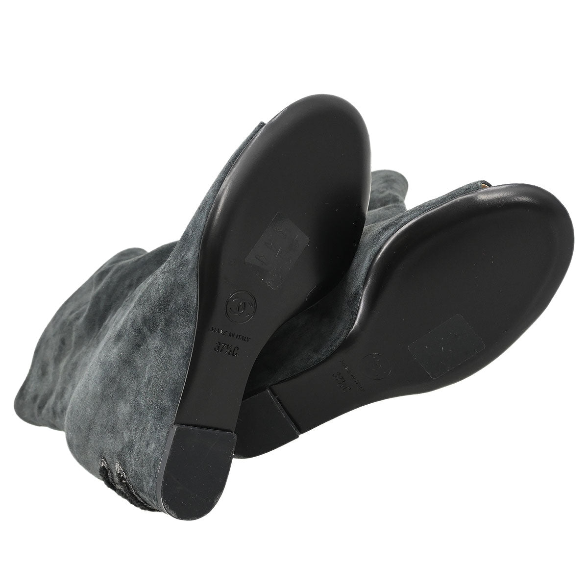 Chanel * Short Boots Gray Shoes #37 1/2