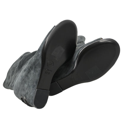 Chanel * Short Boots Gray Shoes #37 1/2