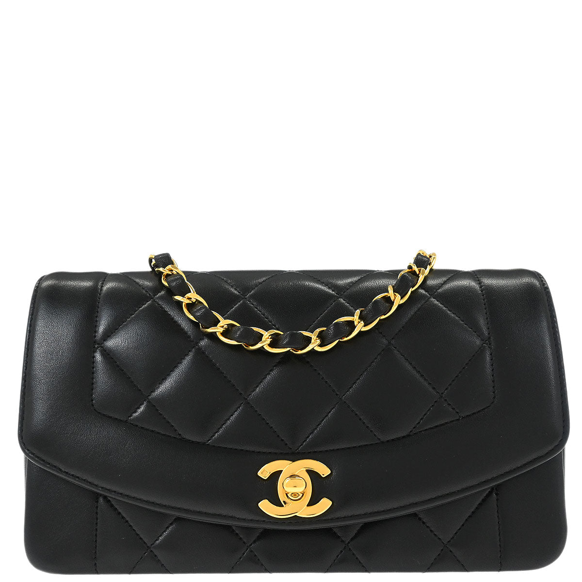 Chanel Black Lambskin Small Diana Shoulder Bag