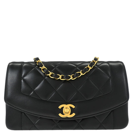 Chanel Black Lambskin Small Diana Shoulder Bag