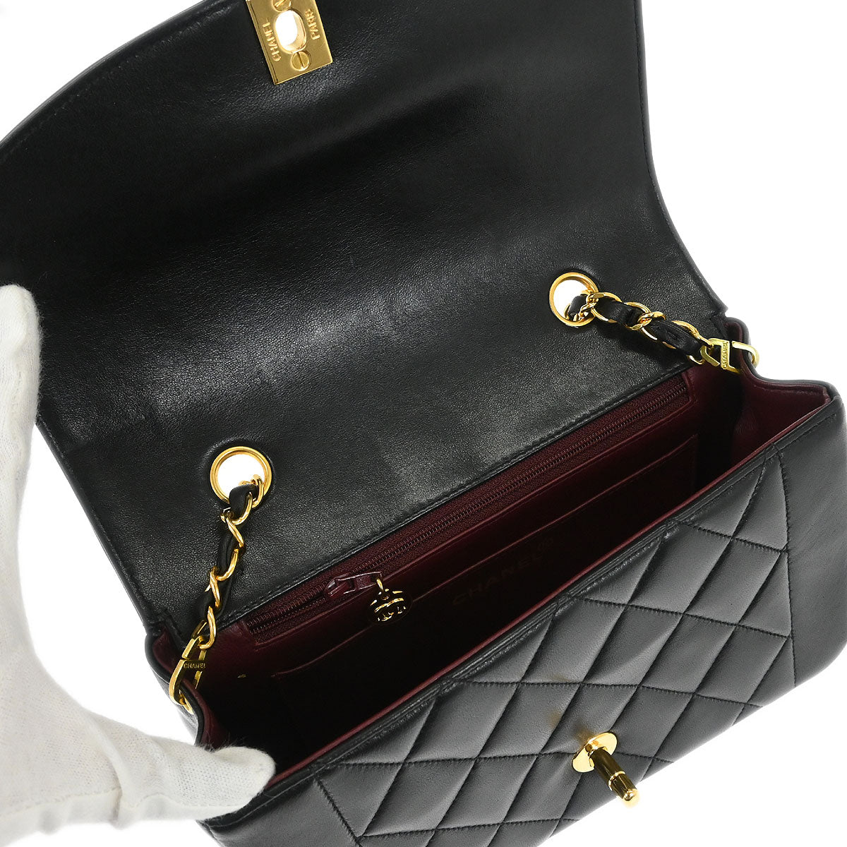 Chanel Black Lambskin Small Diana Shoulder Bag