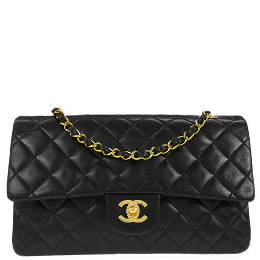 Chanel Black Lambskin Medium Classic Double Flap Shoulder Bag