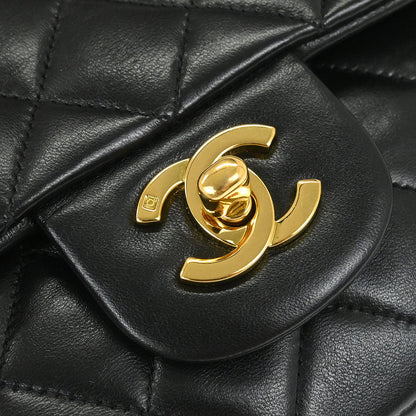 Chanel Black Lambskin Medium Classic Double Flap Shoulder Bag