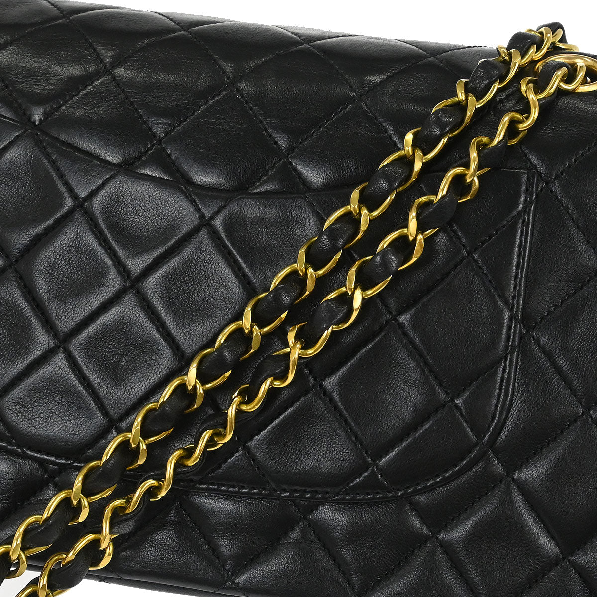 Chanel Black Lambskin Medium Classic Double Flap Shoulder Bag