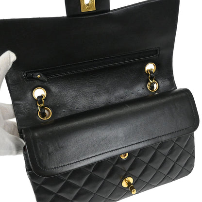 Chanel Black Lambskin Medium Classic Double Flap Shoulder Bag
