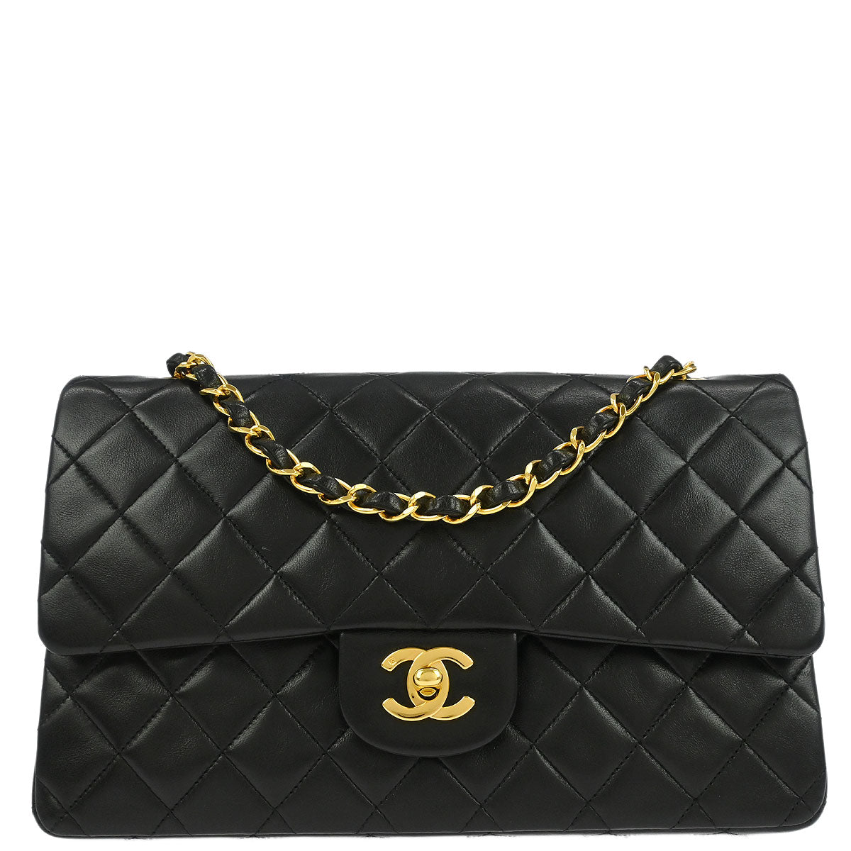 Chanel Black Lambskin Medium Classic Double Flap Shoulder Bag