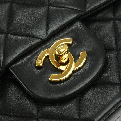 Chanel Black Lambskin Medium Classic Double Flap Shoulder Bag