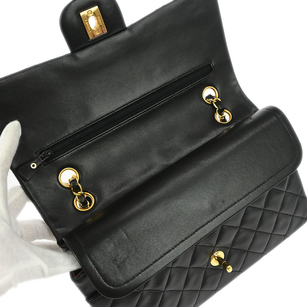 Chanel Black Lambskin Medium Classic Double Flap Shoulder Bag