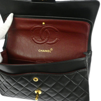 Chanel Black Lambskin Medium Classic Double Flap Shoulder Bag