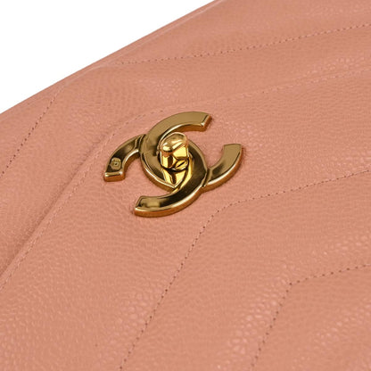 Chanel 1994-1996 Pink Caviar Skin Chevron Shoulder Bag