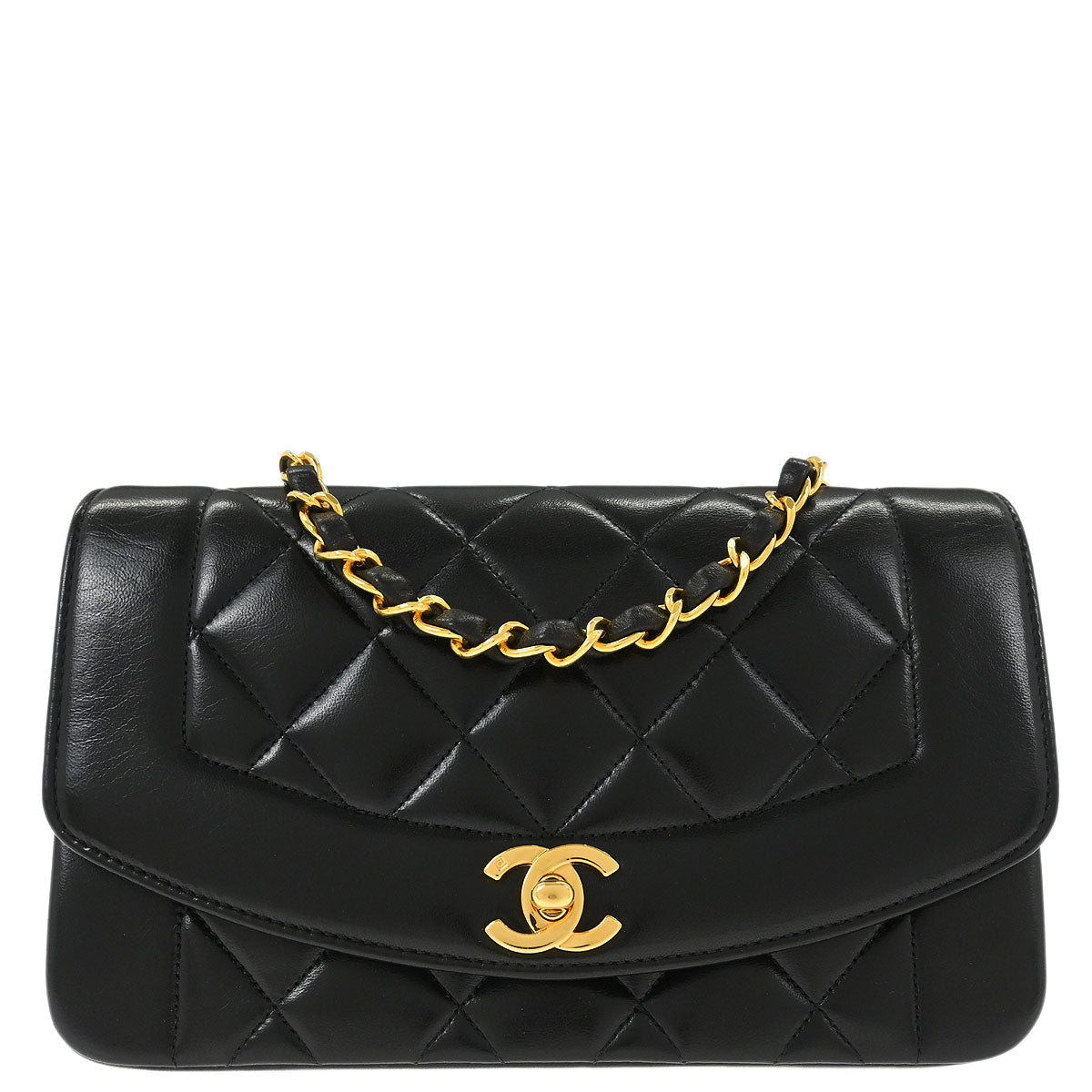 Chanel Black Lambskin Small Diana Shoulder Bag