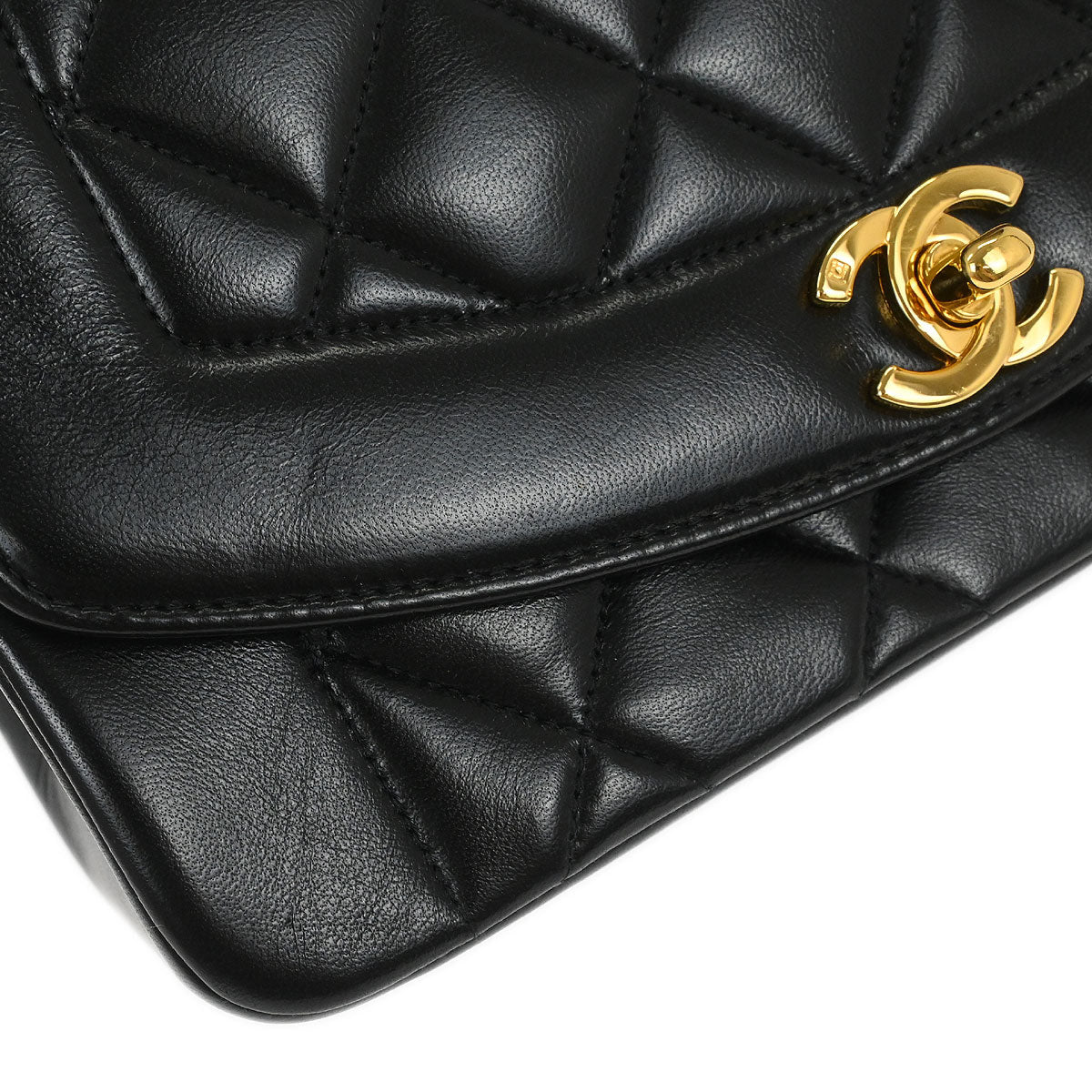 Chanel Black Lambskin Small Diana Shoulder Bag