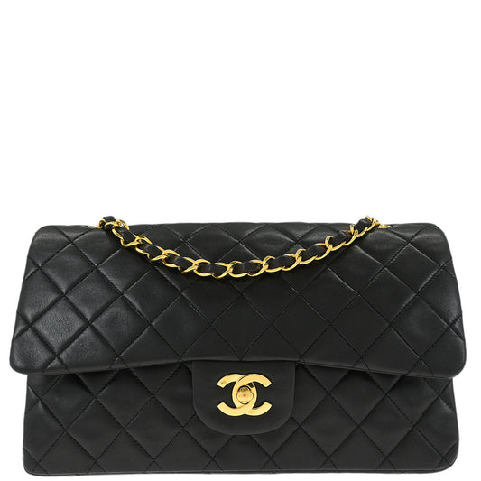 Chanel Black Lambskin Medium Classic Double Flap Shoulder Bag