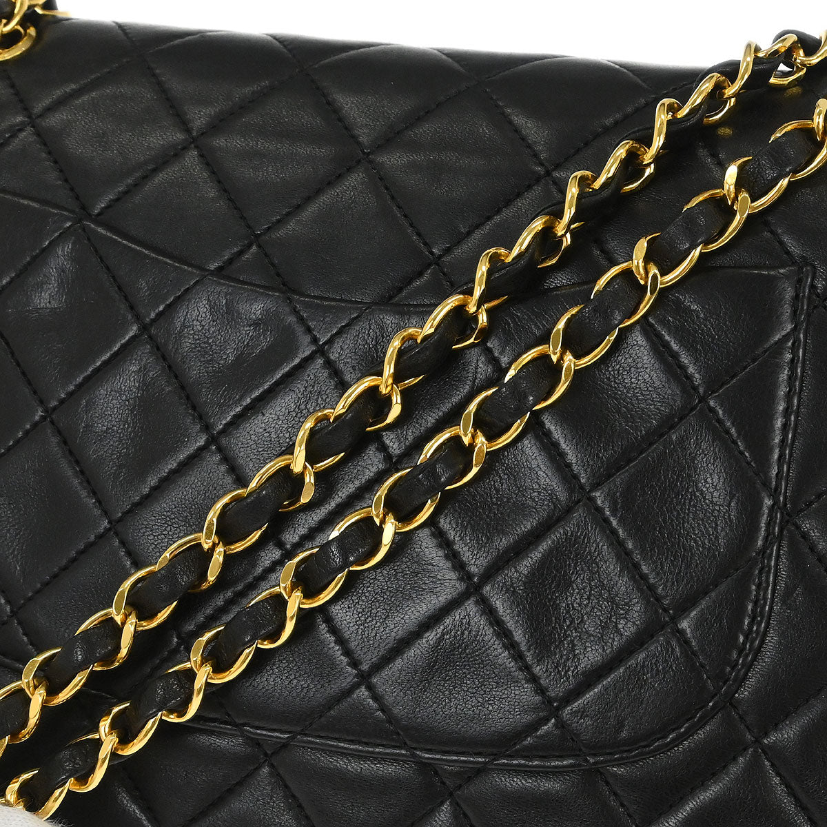 Chanel Black Lambskin Medium Classic Double Flap Shoulder Bag