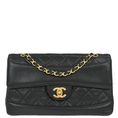 Chanel 1989-1991 Black Lambskin Single Flap Shoulder Bag