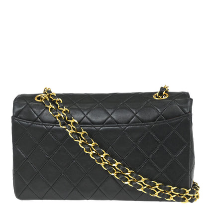 Chanel 1989-1991 Black Lambskin Single Flap Shoulder Bag