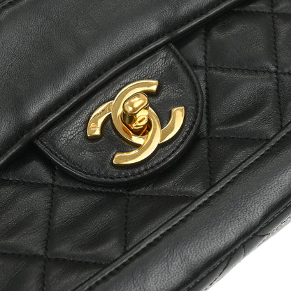 Chanel 1989-1991 Black Lambskin Single Flap Shoulder Bag